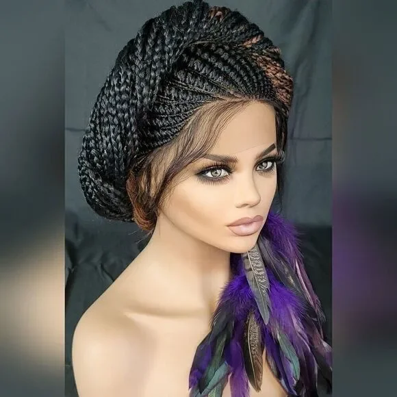 Braided wigs 100% handmade, long braids, long wig, stunning feeding cornrows - Picture 6 of 15